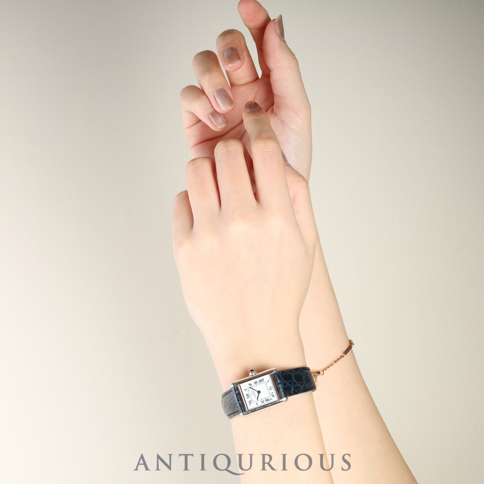 カルティエ マストタンク SM 1614 クォーツ Cal.057 SV 925 革 Dバックル SS ホワイトローマン文字盤 保証書 1998年 オーバーホール済み