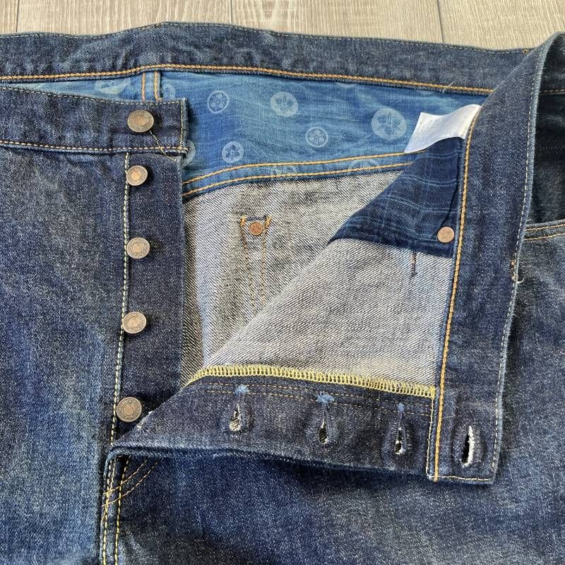 MOMOTARO Jeans Selvedge Denim Tag W48 Loose Fit Wide Straight Made