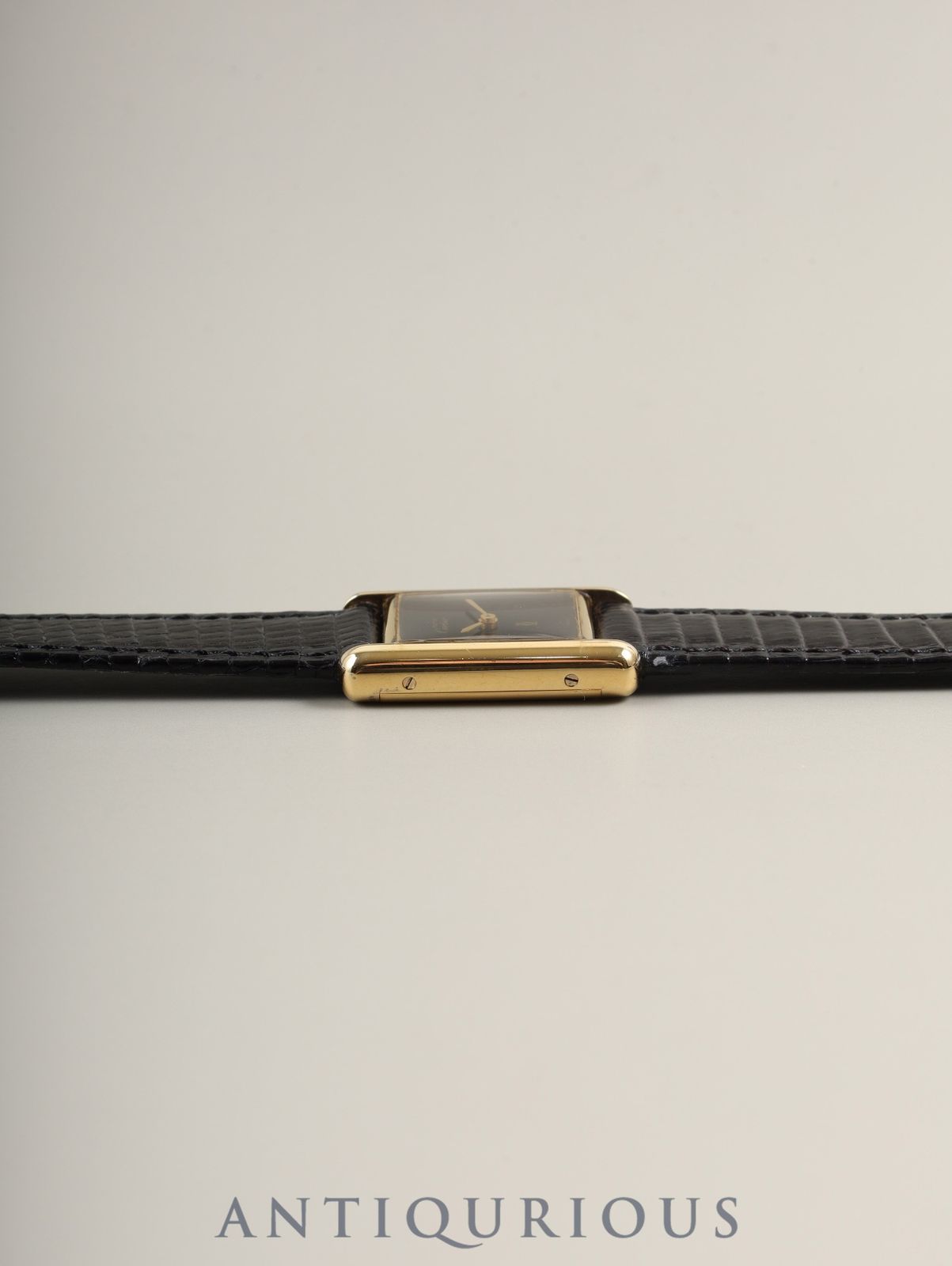  カルティエ マストタンク SM 手巻き Cal 78 1 SV 925 革 尾錠 GP オニキス文字盤 オーバーホール済み 手巻き時計 腕時計(アナログ)