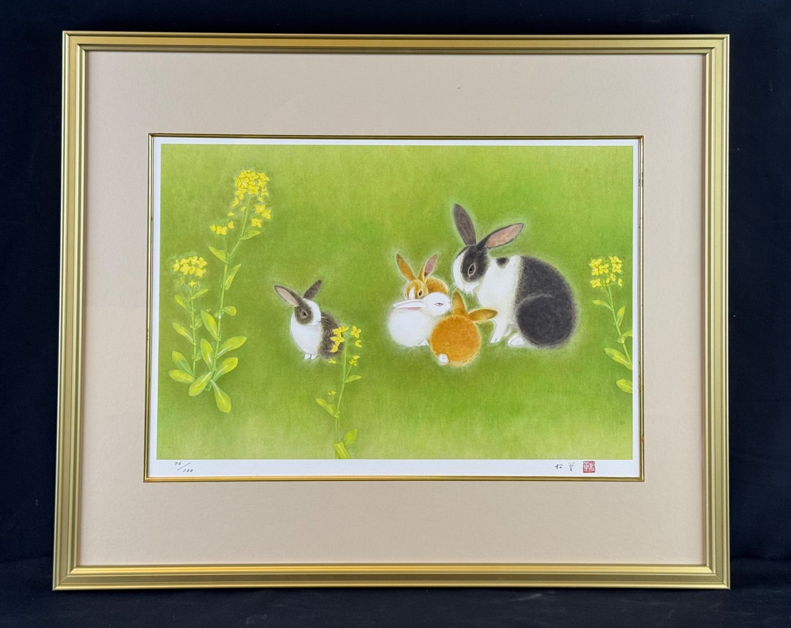 上村淳之 松園 松篁 石版画連作 母と子と 76 100