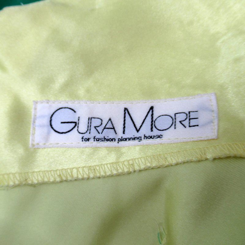  Gura More ドレス Aライン パフスリーブ 半袖 オーガンジー リボン 花モチーフ 9 緑 グリーン SM 22 GY 58 パーティードレス ドレス ブライダル