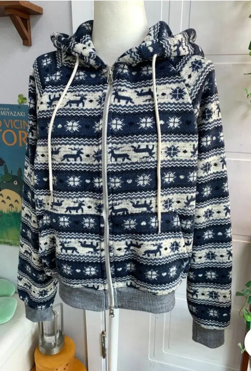 ノルディック フリース ニット フード ジップアップ