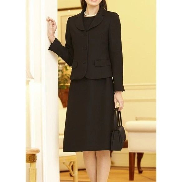 レディース 喪服 礼服 ブラックフォーマル ワンピース アンサンブル セット スーツ 1506