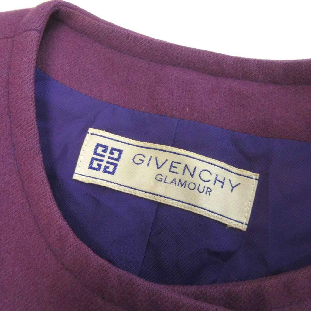 ジバンシィ GIVENCHY ノーカラー ジャケット コート ウール 紫