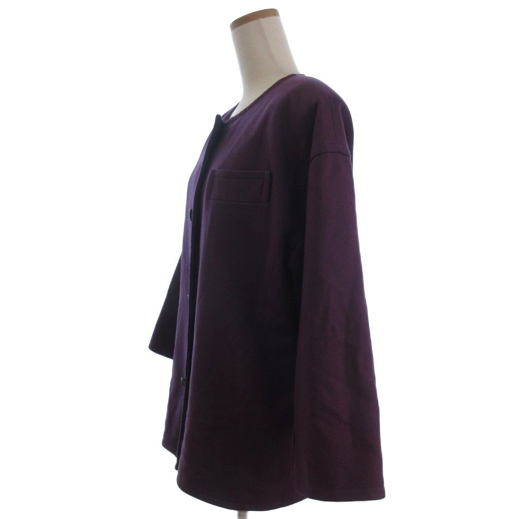 ジバンシィ GIVENCHY ノーカラー ジャケット コート ウール 紫