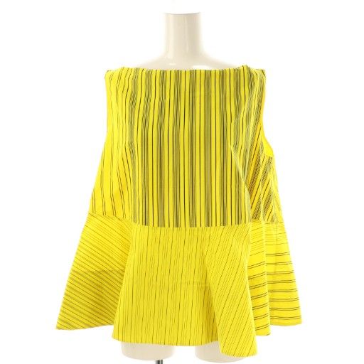 ニナリッチ NINA RICCI セットアップ ブラウス スカート ストライプ 34 36 イエロー ブラック ES GY 57