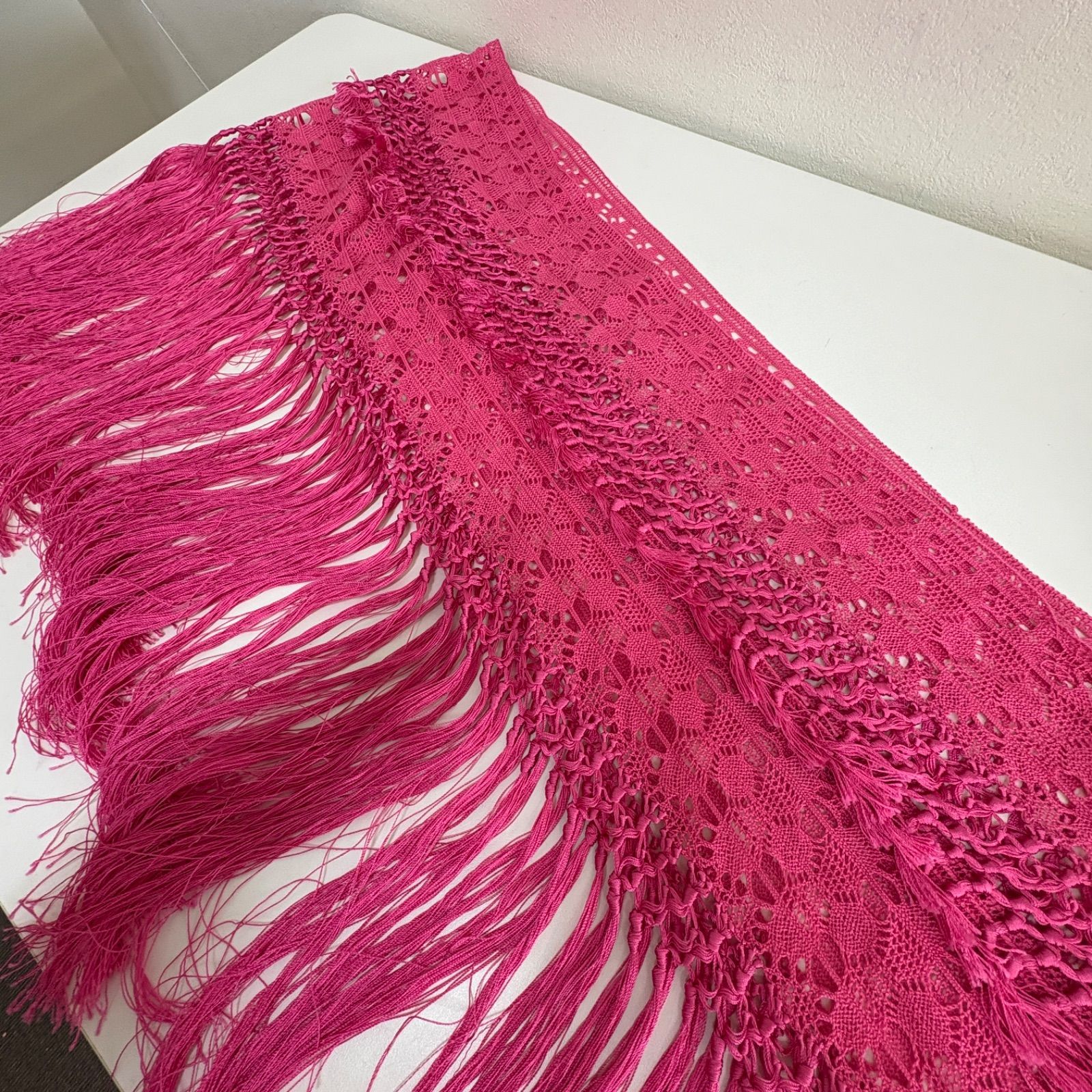 フラメンコ シージョ ピンク 刺繍 フリンジ ショール - メルカリ