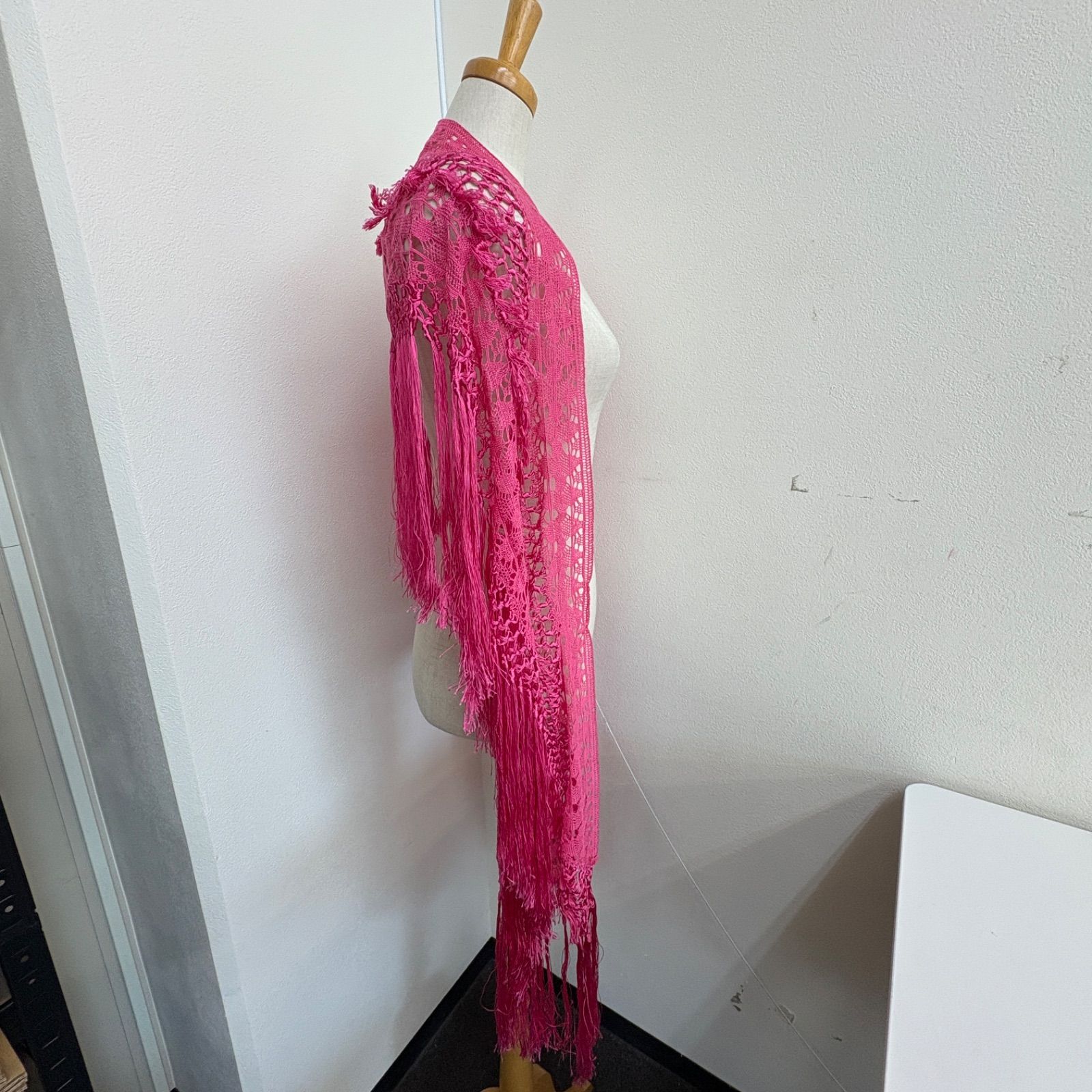 フラメンコ シージョ ピンク 刺繍 フリンジ ショール - メルカリ