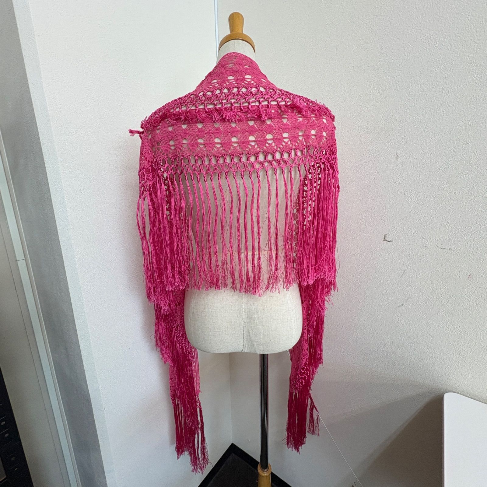 フラメンコ シージョ ピンク 刺繍 フリンジ ショール - メルカリ