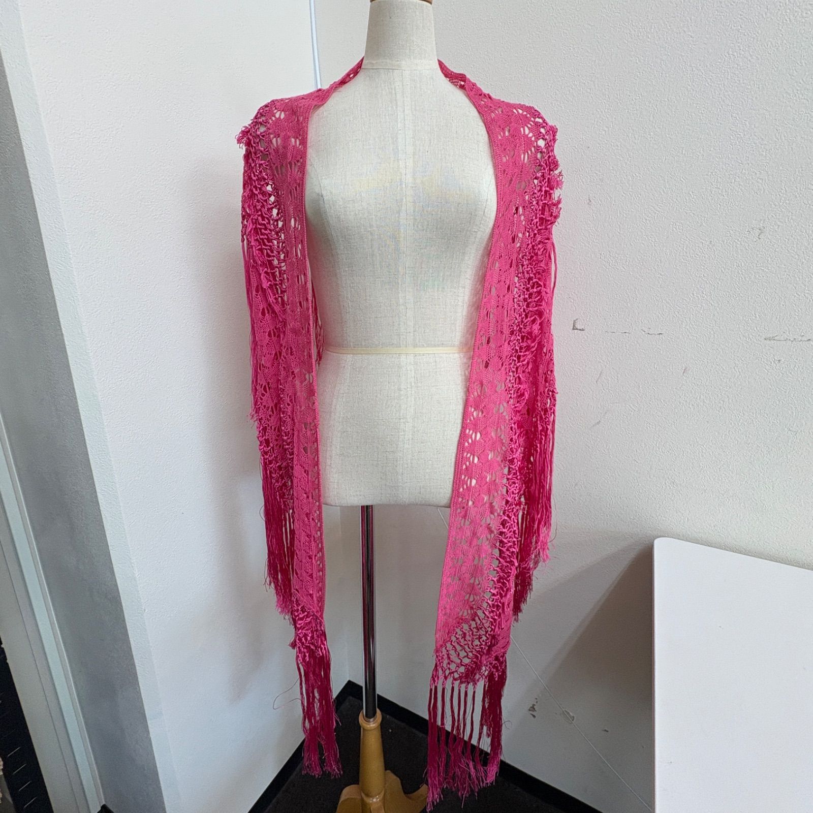 フラメンコ シージョ ピンク 刺繍 フリンジ ショール - メルカリ
