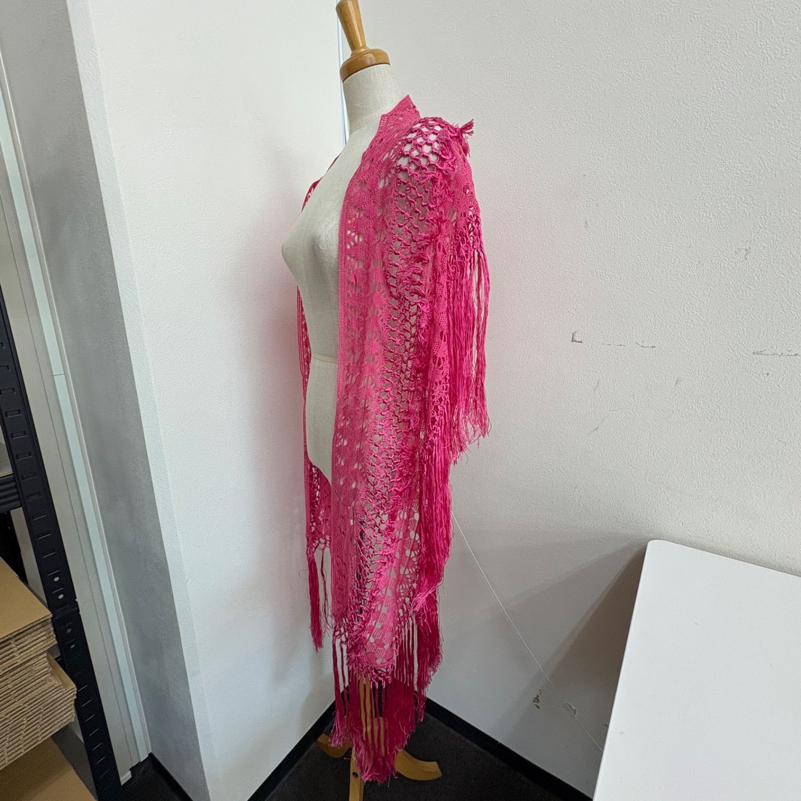 フラメンコ シージョ ピンク 刺繍 フリンジ ショール - メルカリ