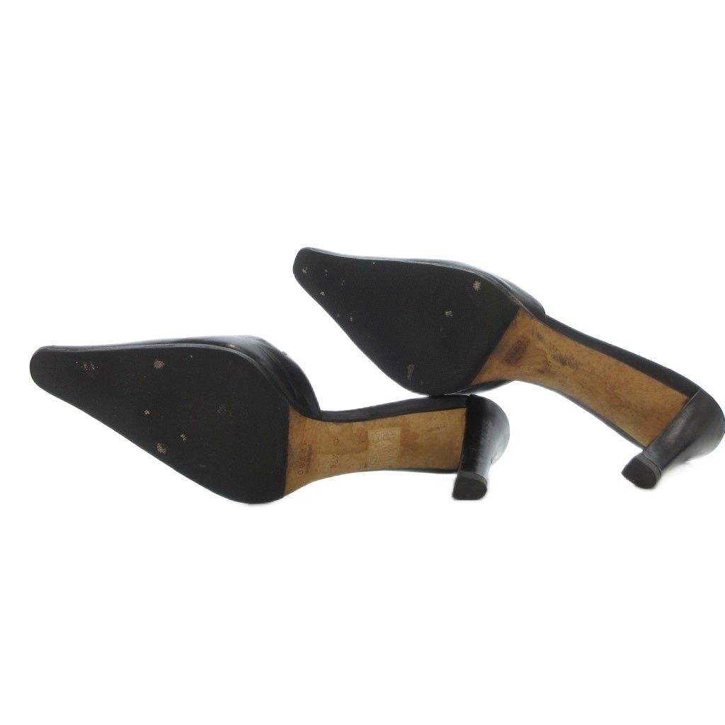 グッチ GUCCI ミュール サンダル 本革 レザー 36.5 黒 ブラック /UO