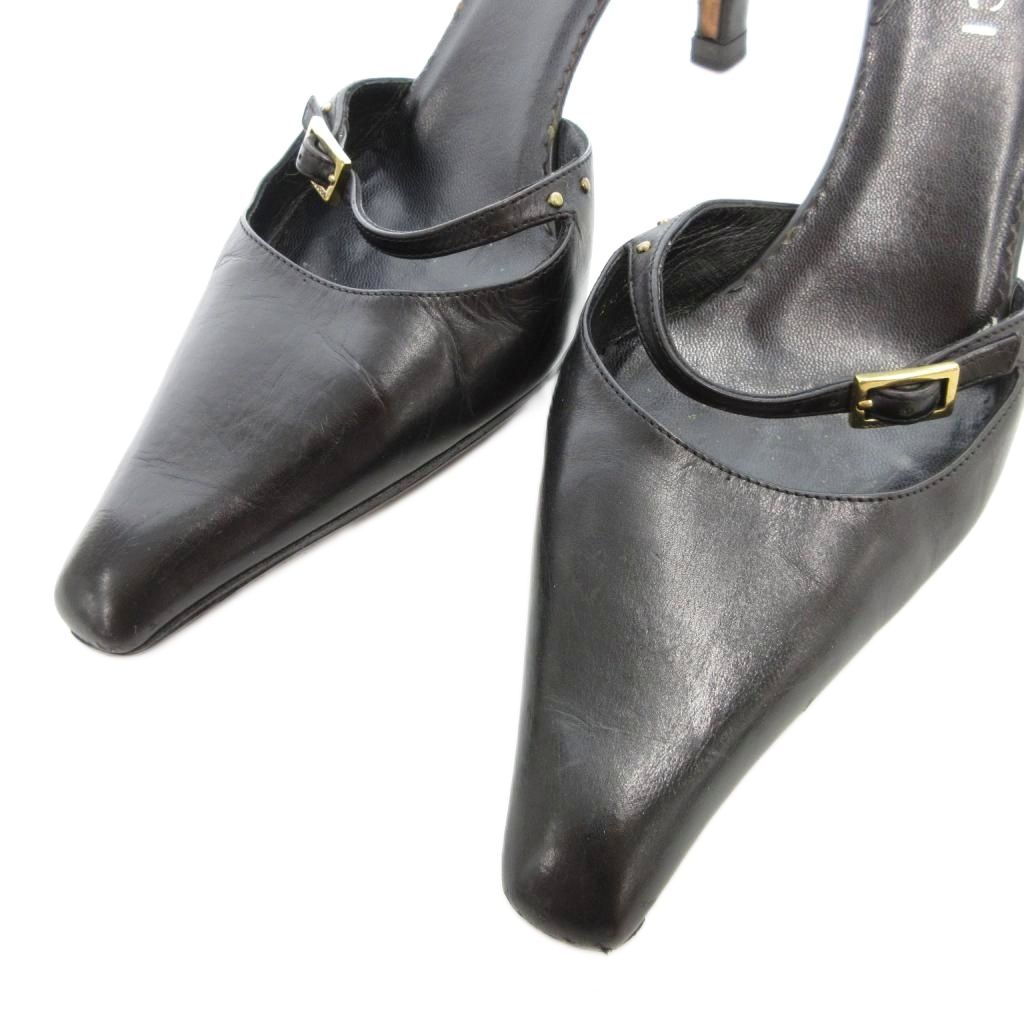 グッチ GUCCI ミュール サンダル 本革 レザー 36.5 黒 ブラック /UO