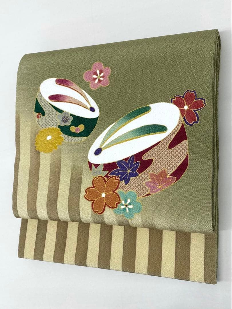 開き名古屋帯 ちりめん