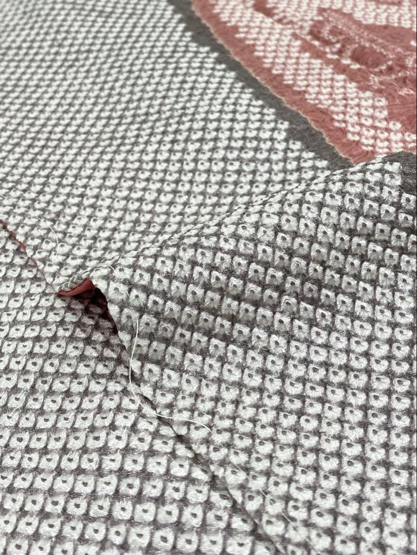 ふくれ織 小紋 紋意匠 梅 松 正絹 躾糸付き A 116