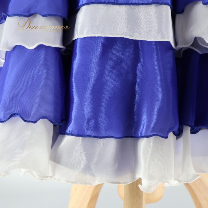 社交ダンス 衣装 セキネ SEKINE ドレス ワンピース 青 白 フリル レース フロート 競技 ダンス パーティ 発表会 ブルー系 ホワイト系 フ スカート おしゃれ 上品 競技用 舞台用 コスチューム レディース