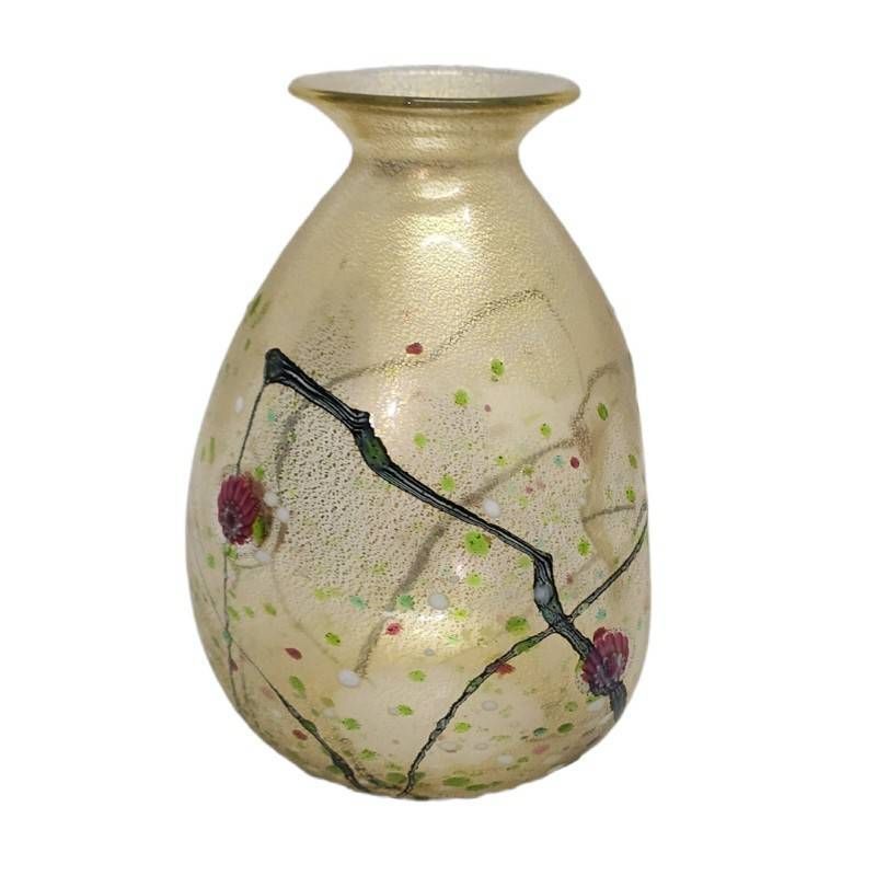 黒木国昭 作 金彩象嵌 酒器3点セット 「光琳」 刻印あり ガラス工芸 木