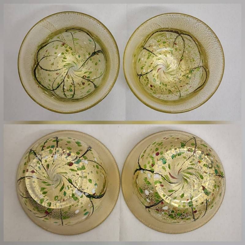  黒木国昭 作 金彩象嵌 酒器3点セット 光琳 刻印あり ガラス工芸 木 属 徳利 コップ グラス 酒器