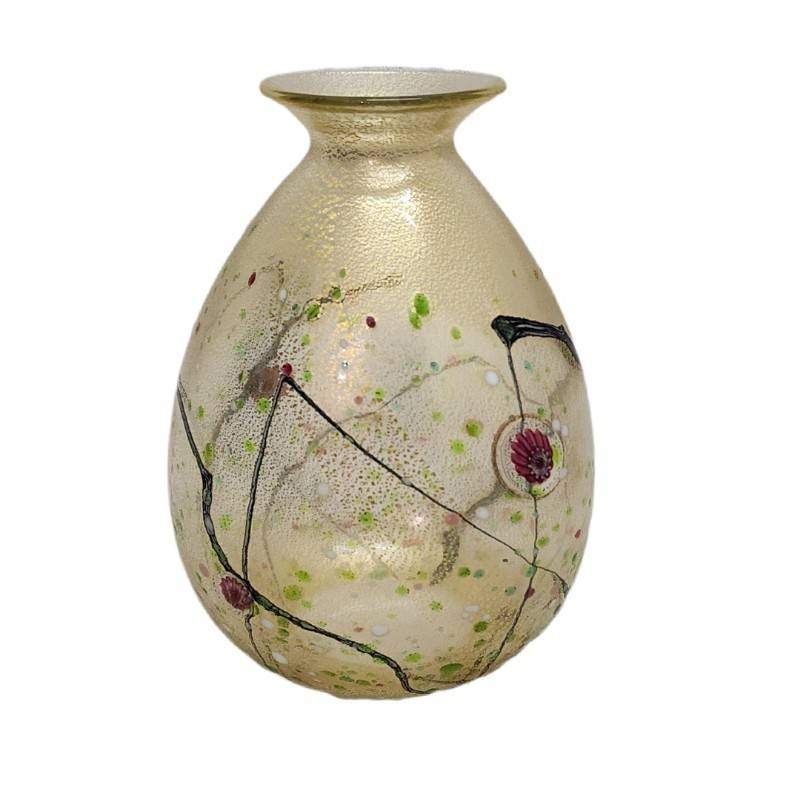 サイン有り☆超希少品☆黒木国昭 光琳 金彩象嵌 羽子板 ガラス工芸 黒木国昭 作 金彩象嵌 酒器3点セット 「光琳」 刻印あり ガラス工芸 木