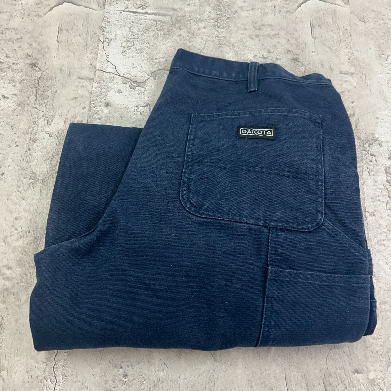 ３枚DAKOTA ダックペインターパンツ　ダブルニー　ネイビー　W38 L30 DAKOTA ダコタ ダブルニー ペインターパンツ ダックパンツ 古着