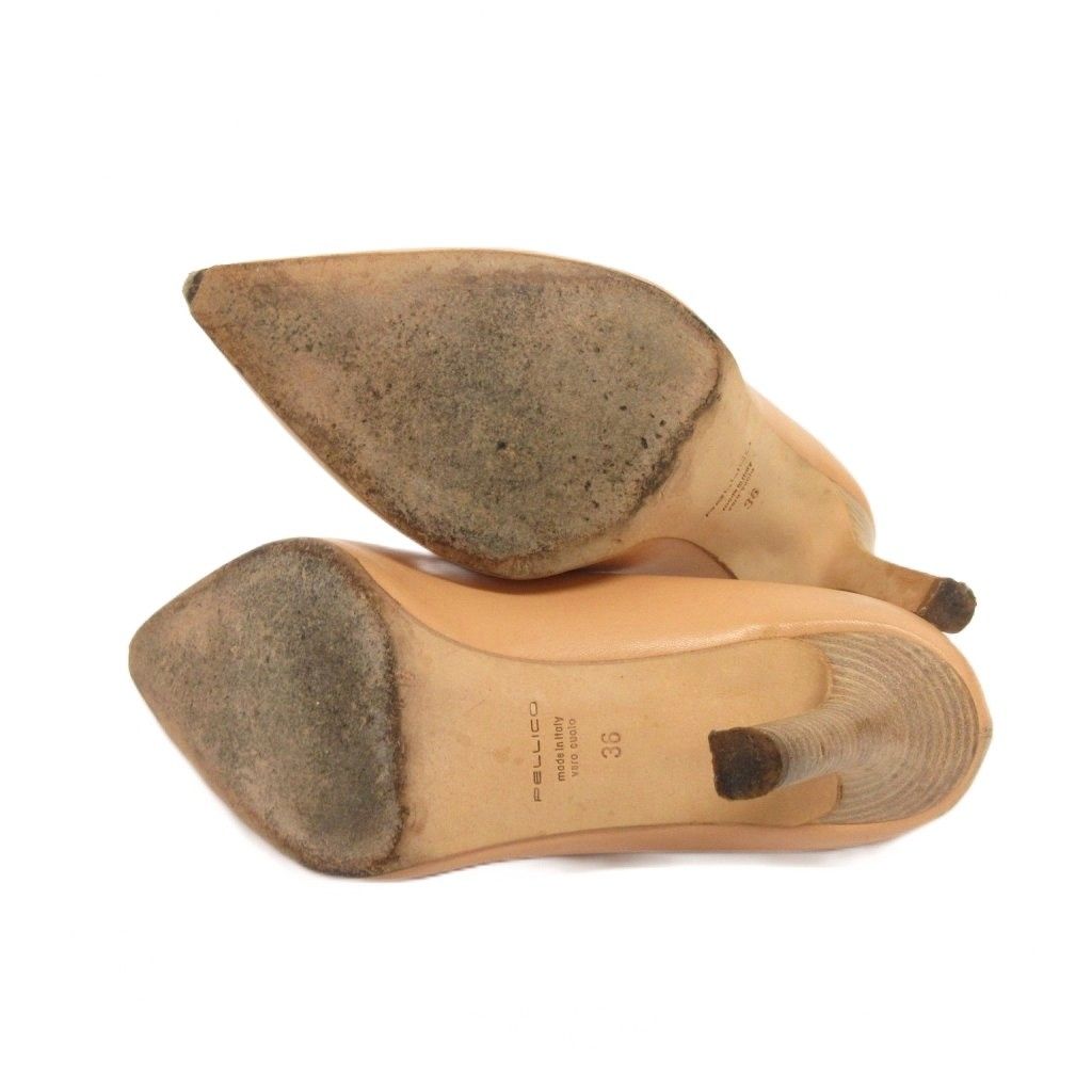 ペリーコ PELLICO パンプス ポインテッドトゥ レザー 36 ベージュ