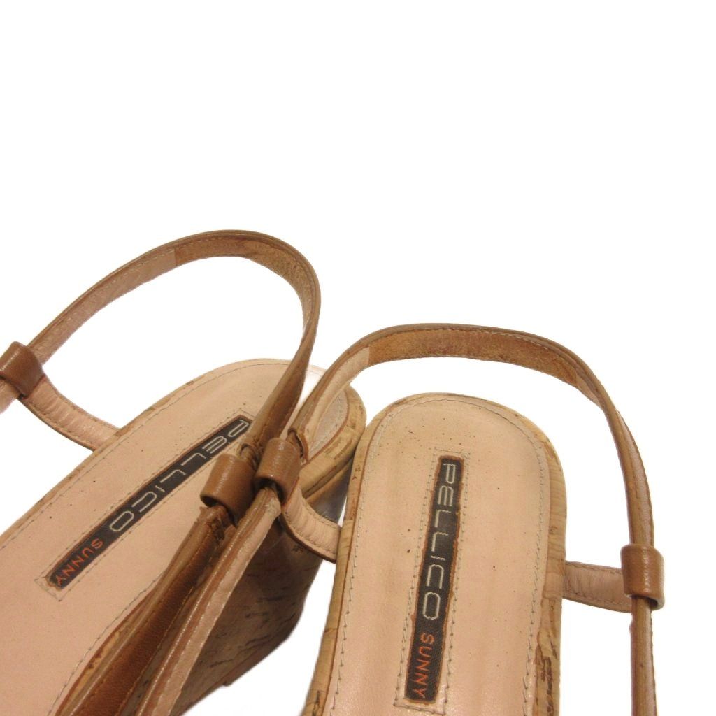 ペリーコ PELLICO サンダル ストラップ コルク ウェッジソール 36 茶