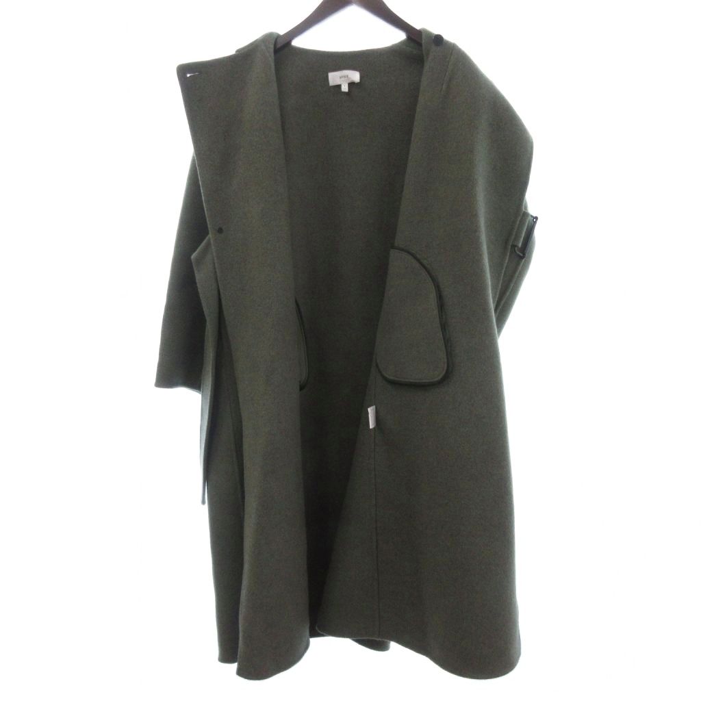 ハイク HYKE コート ロング ノーカラー 長袖 オーバーサイズ 1 カーキ