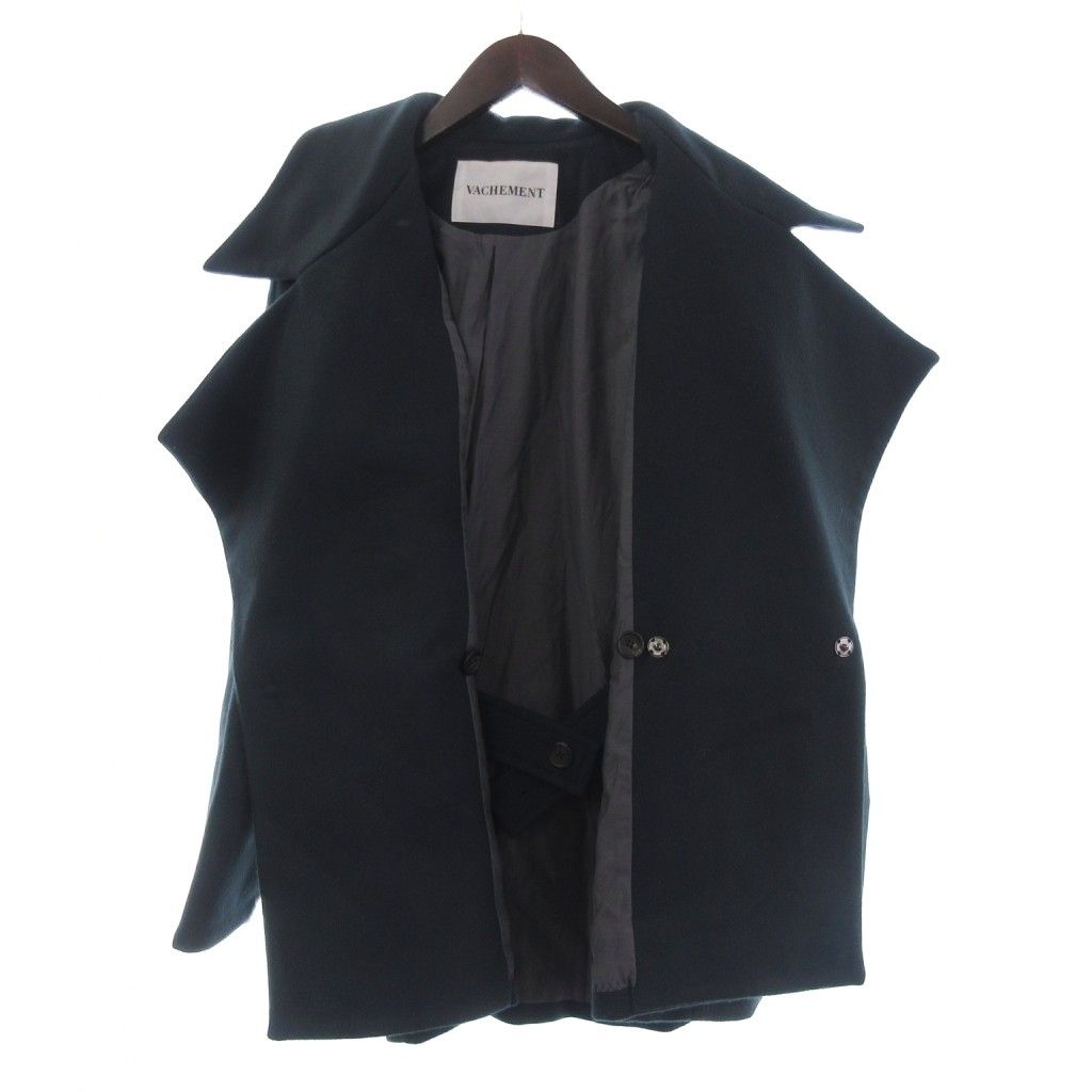 【中古】ヴァシュモン Vachement コート ダブルブレスト ショート丈 長袖 F ダークグリーン レディース ヴァシュモン Vachement コート ダブルブレスト ショート丈 長袖 F