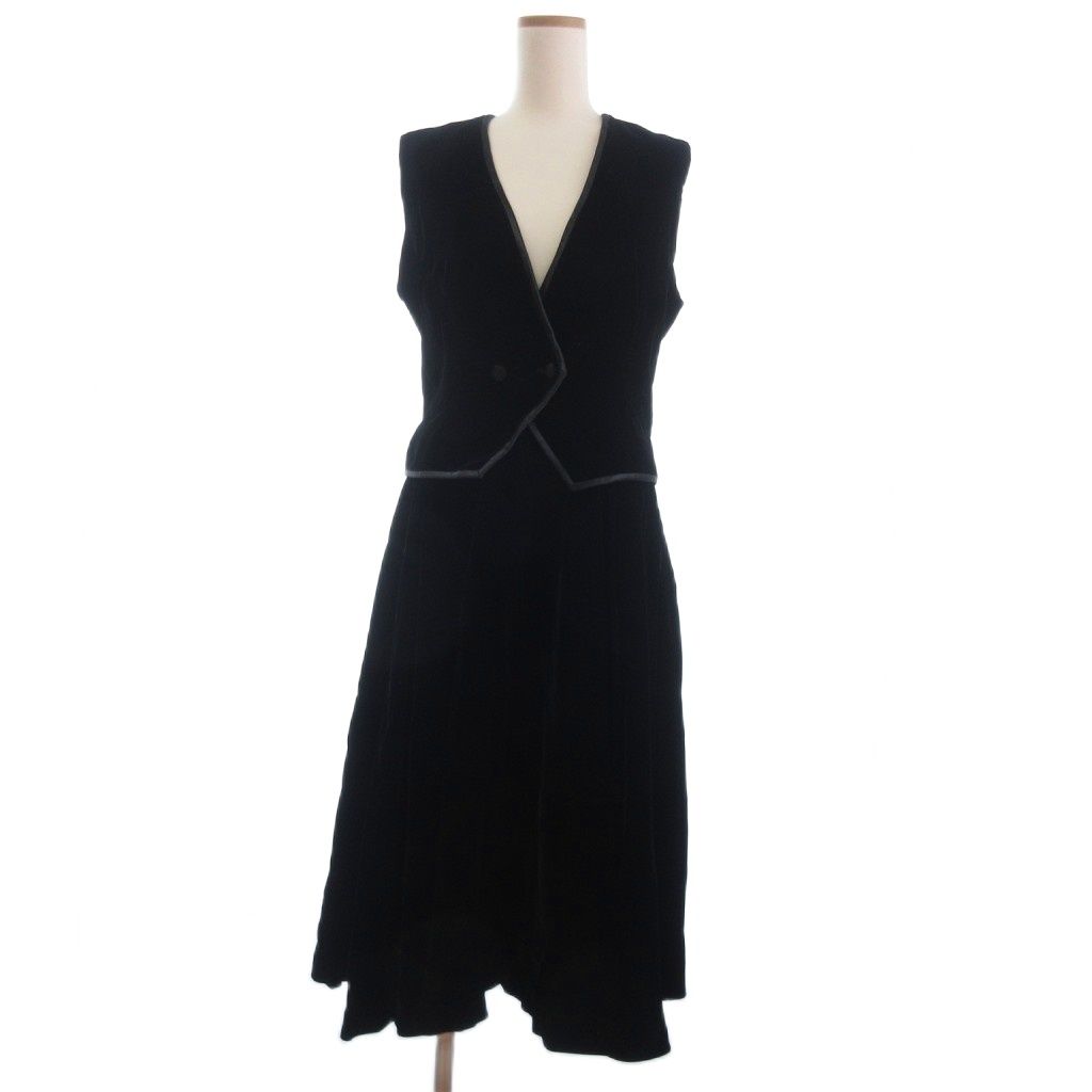 ジバンシィ セットアップ ベスト ジレ ベロア ベルデッド ロング フ スカート 上下サイズ違い 10 12 黒 ブラック