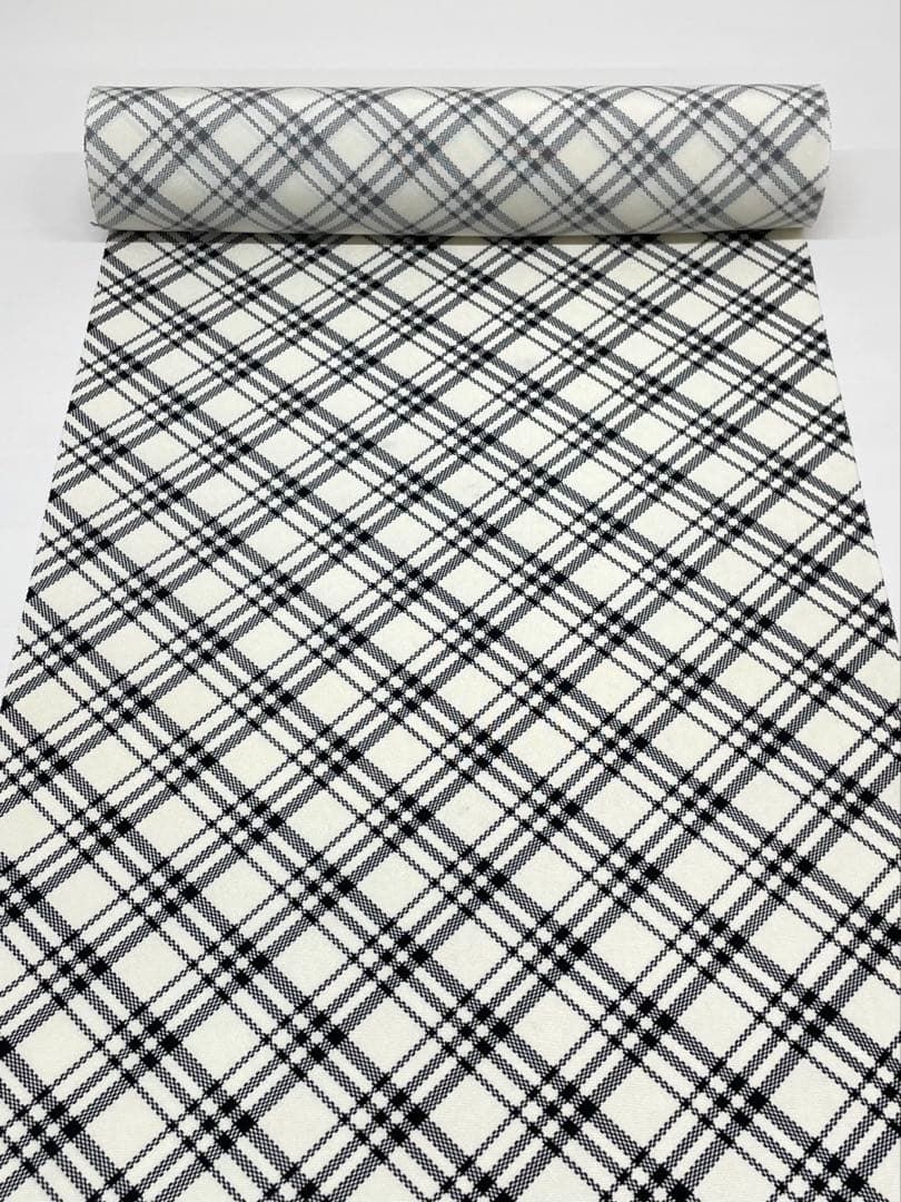 小紋 京友禅 チェック柄 正絹 反物 T 9174