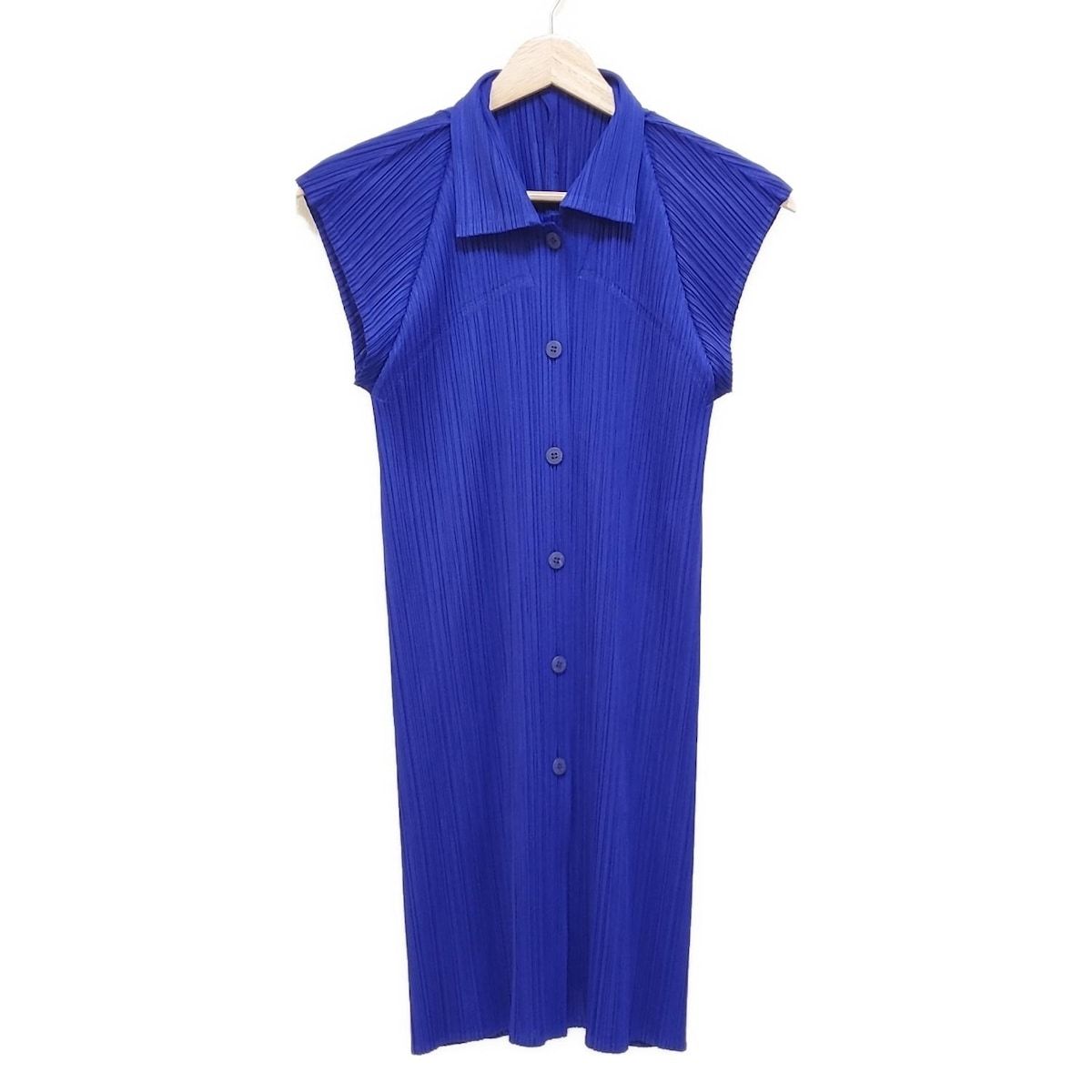 PLEATS PLEASE プリーツプリーズ チュニック サイズ3 L レディース ブルー レギュラー 半袖 プリーツ