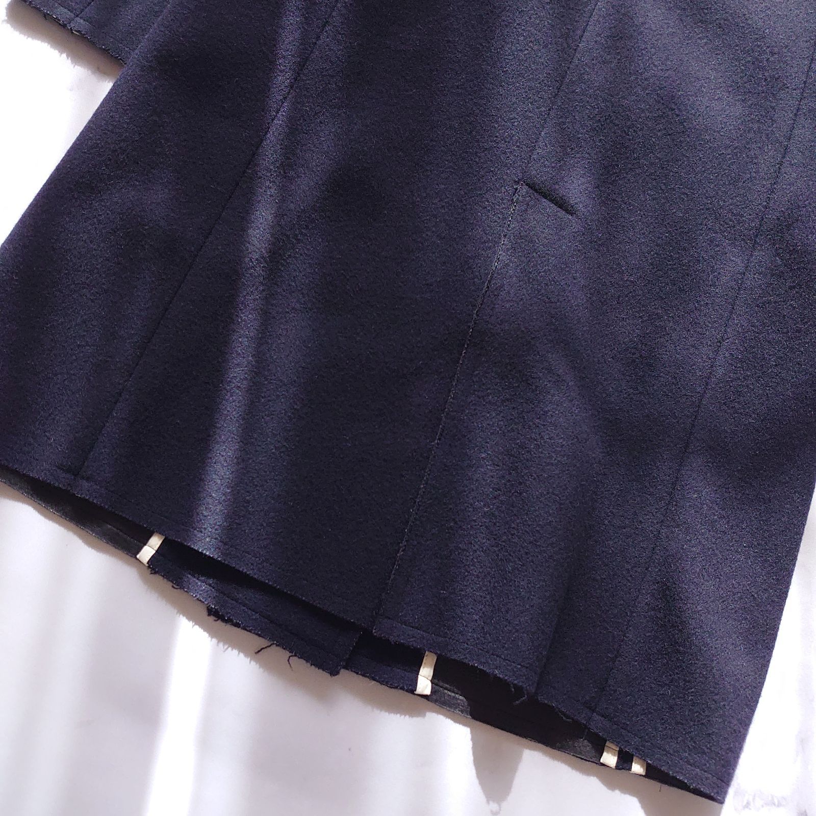 ロンハーマン カシミヤ チェスターコート ロング 紺 ダブル XS カット