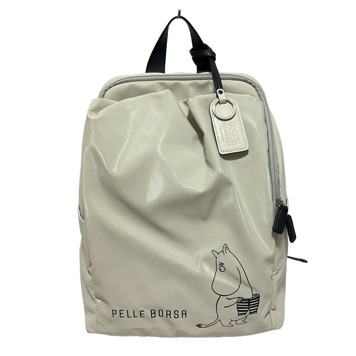 PELLE BORSA(ペレボルサ) リュックサック美品 - アイボリー×黒 MOOMIN