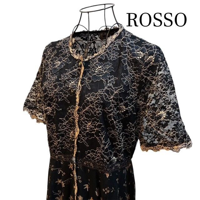 ロッサ ROSSO 総レース刺繍 マキシ丈ワンピース サイズ 44