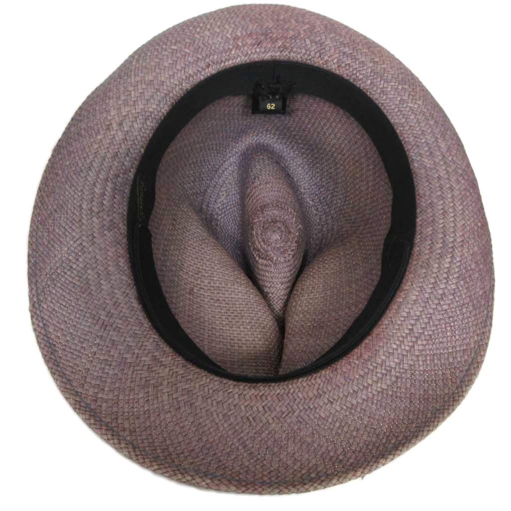 ボルサリーノ Borsalino ストローハット 中折れ 帽子 62 茶 ブラウン