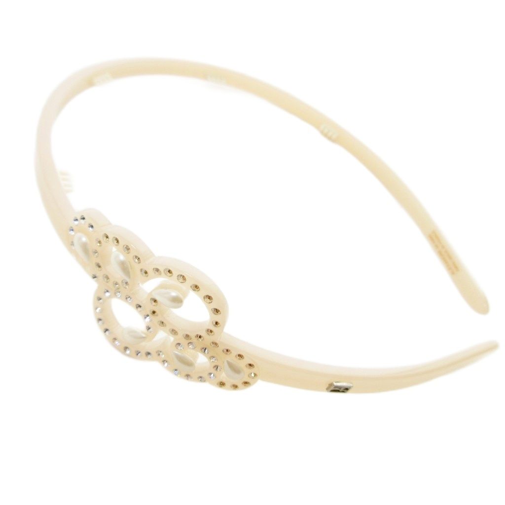 アレクサンドル ドゥ パリ DE PARIS カチューシャ ビジュー ラインストーン装飾 ベージュ 1209 IBO 86