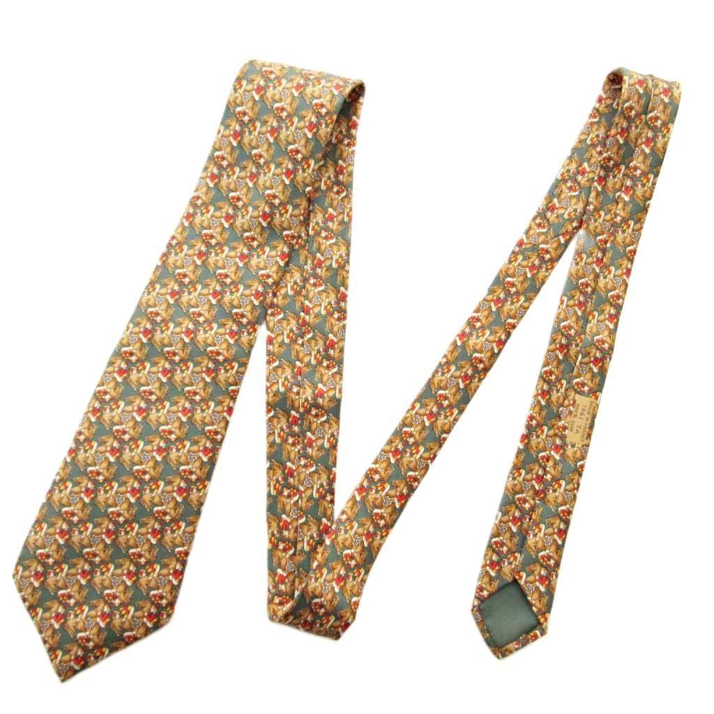 エルメス HERMES 美品 ホーストライアングル 馬柄 ネクタイ レギュラー