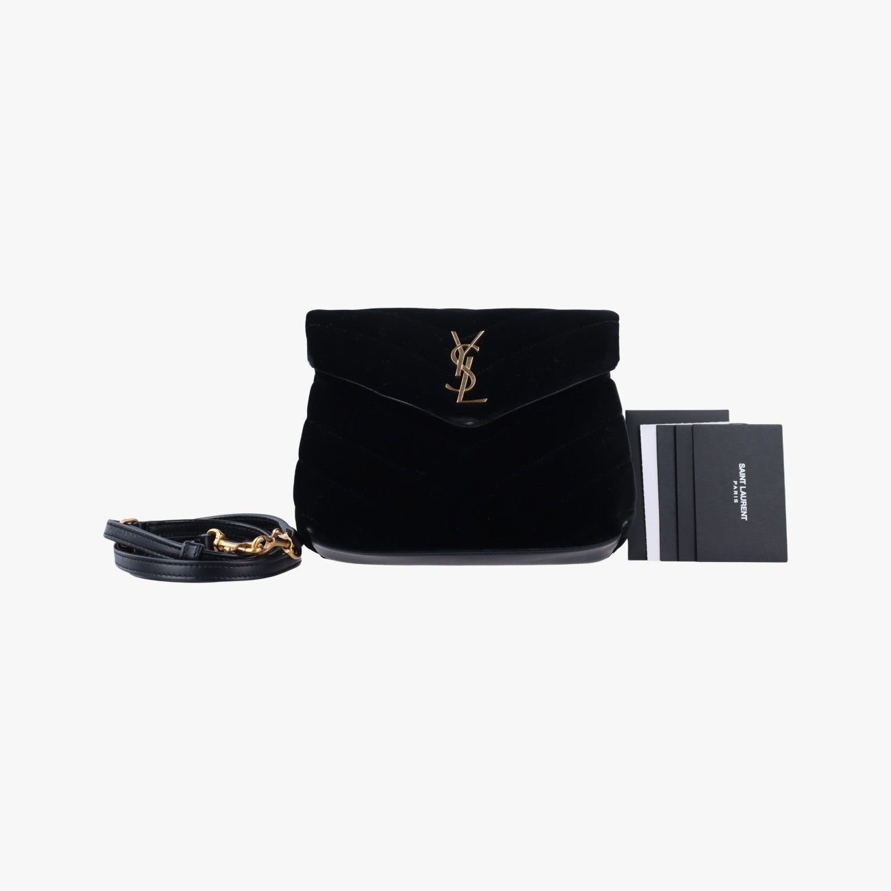 イヴサンローランYves Saint Laurentモノグラム ルルトイ ブラック ベロア 467072 0618