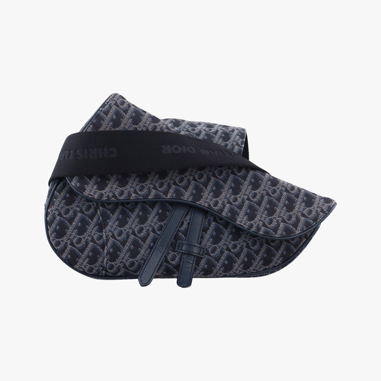 クリスチャンディオールChristian Diorサドルバッグ グレー ネイビー ジャガード 02 BO 1109