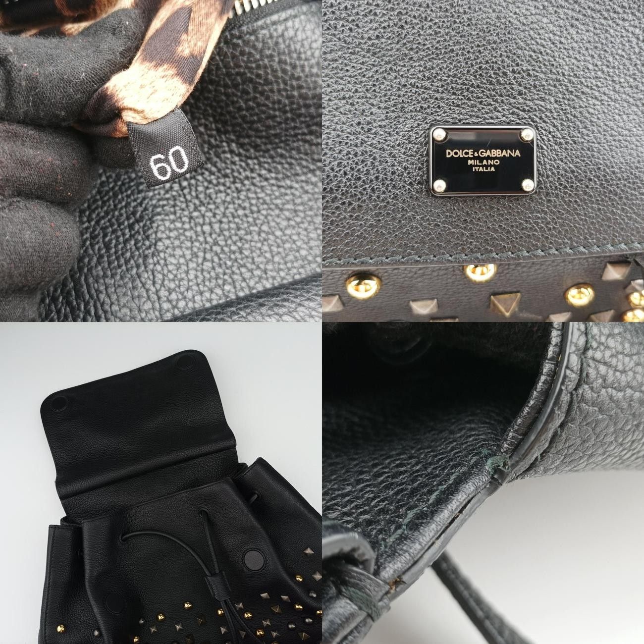 ドルチェ＆ガッバーナDolce & Gabbanaスタッズ ブラック レザー 60