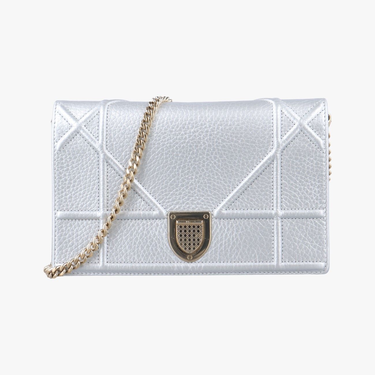 クリスチャンディオールChristian Diorディオラマ シルバー レザー 08 BO 0157