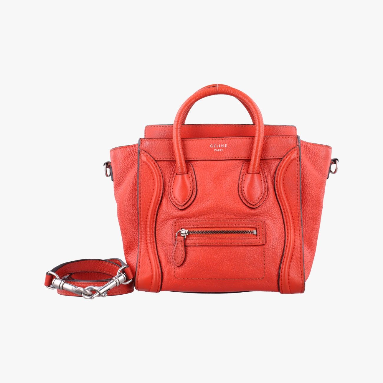 セリーヌCelineラゲージナノショッパー オレンジ レザー F-ZP-0173