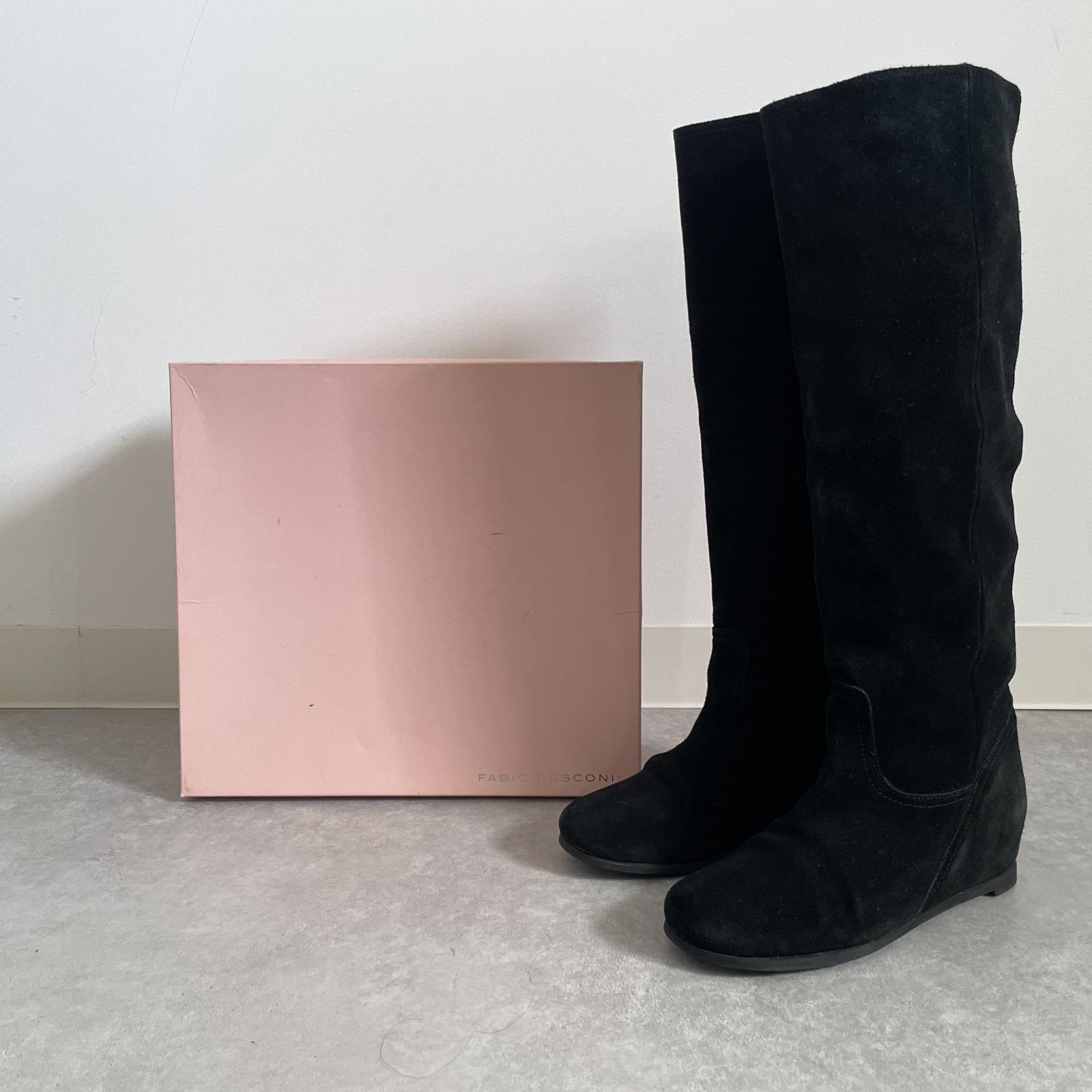 定価6万 FABIO RUSCONI VELOUR LONG BOOTS ファビオルスコーニ ベロア ロングブーツ