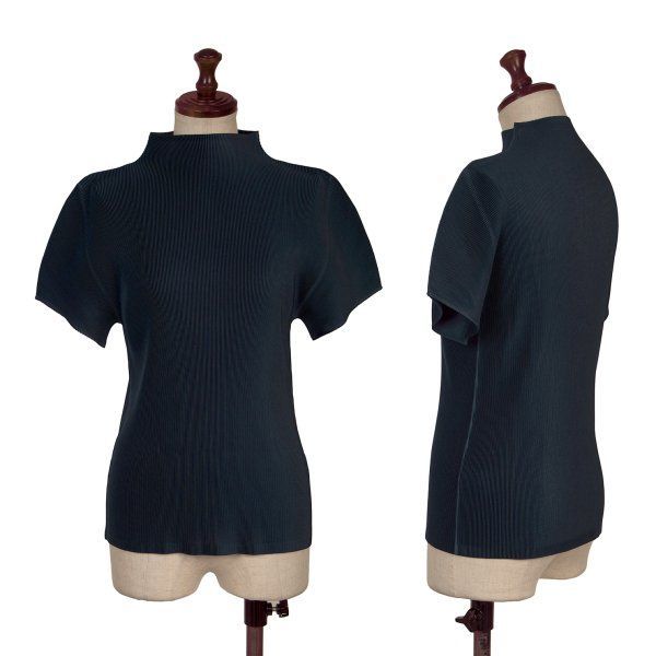 プリーツプリーズpleats pleaseハイネックミスト半袖 デニム転写 プリーツプリーズPLEATS PLEASE ミストプリーツハイネックTシャツ 紺3