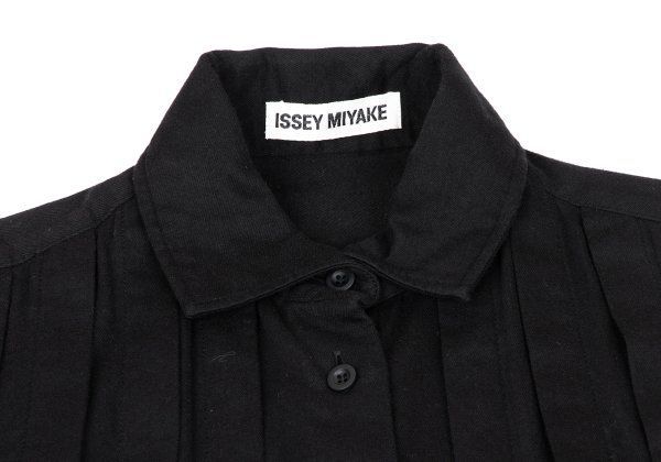 イッセイミヤケISSEY MIYAKE コットンプリーツロングシャツワンピース