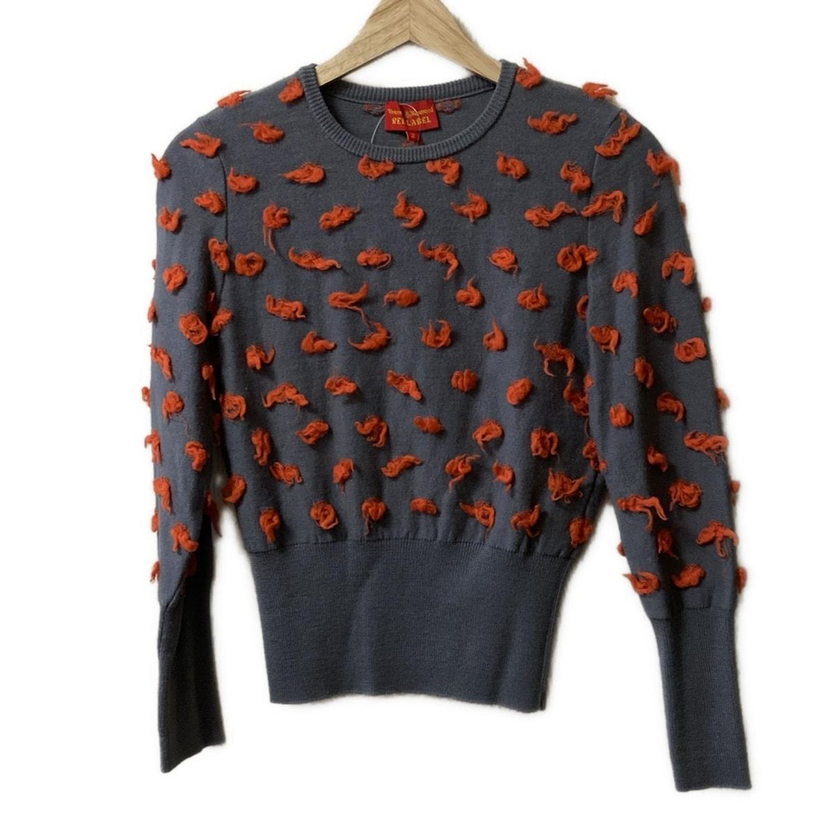 ヴィヴィアンウエストウッドレッドレーベル 長袖セーター サイズ2 M レディース グレー オレンジ クルーネック