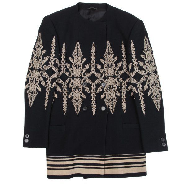 ジャンニヴェルサーチGIANNI VERSACE ウールボタニカル柄ノーカラー