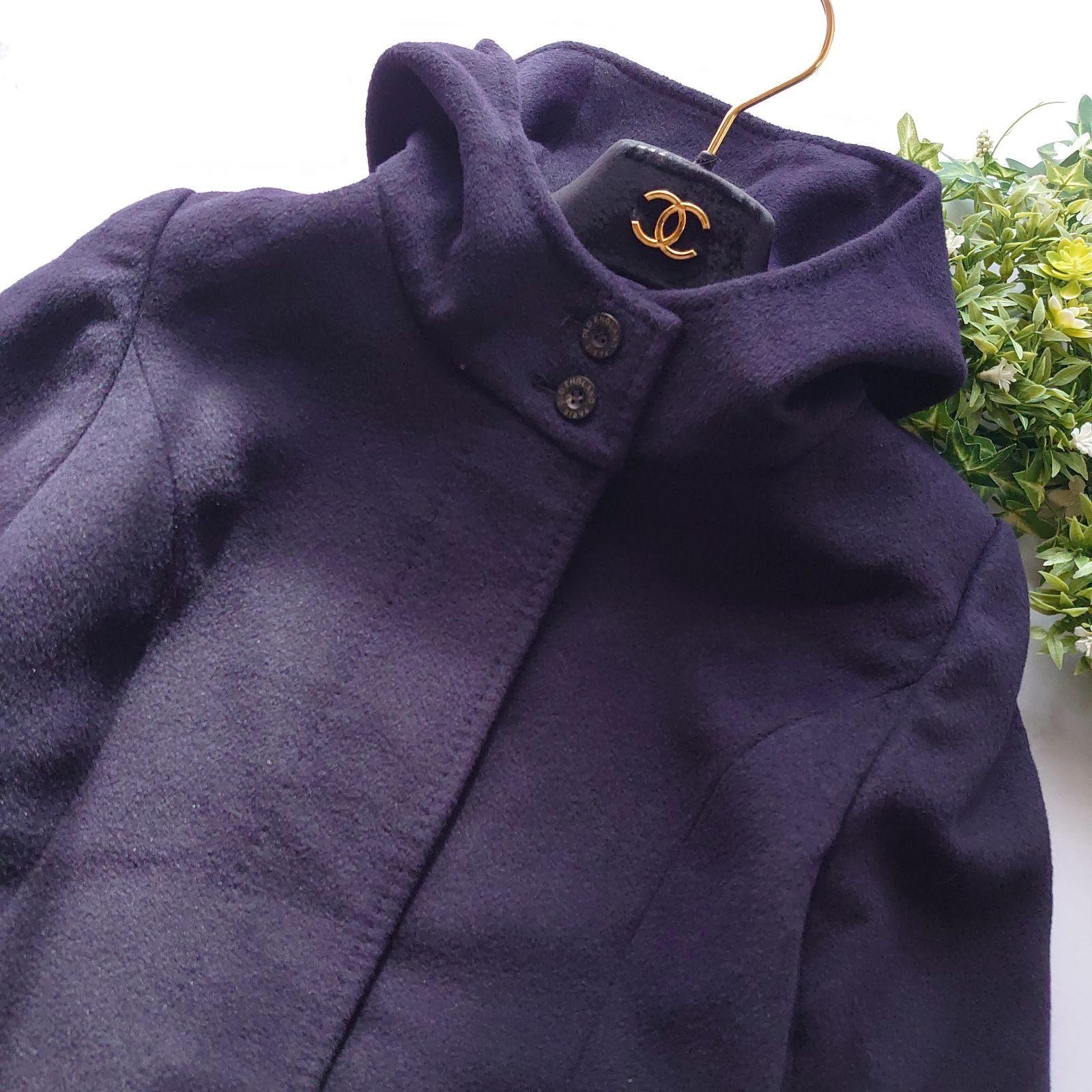 極美品 オールドイングランド アンゴラビーバーフード コート 34 ロングコート 近年モデル オールドイングランド アンゴラビーバーフードコート 紺