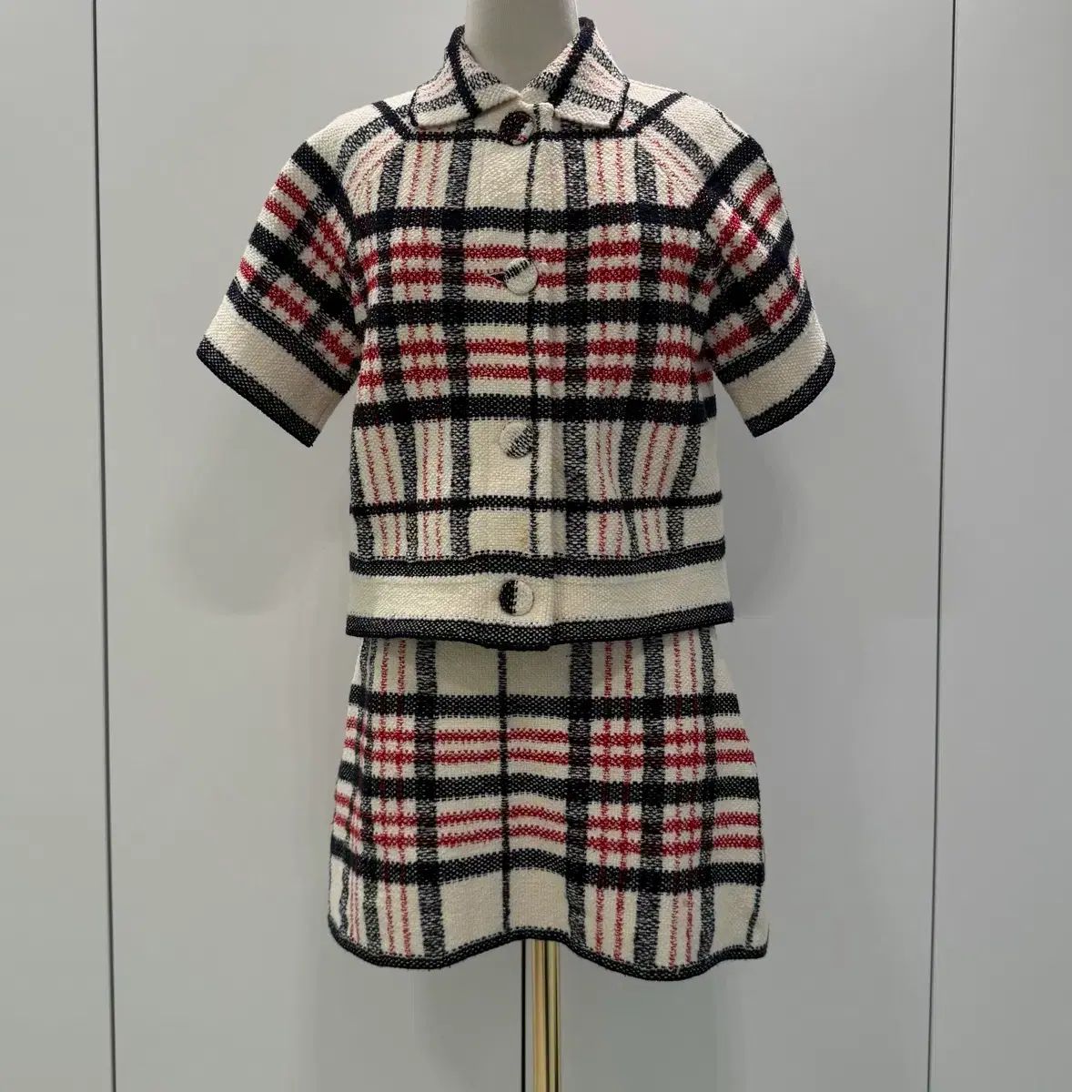 DIOR ディオール CHECK 半袖 ジャケット スカート セットアップ 38