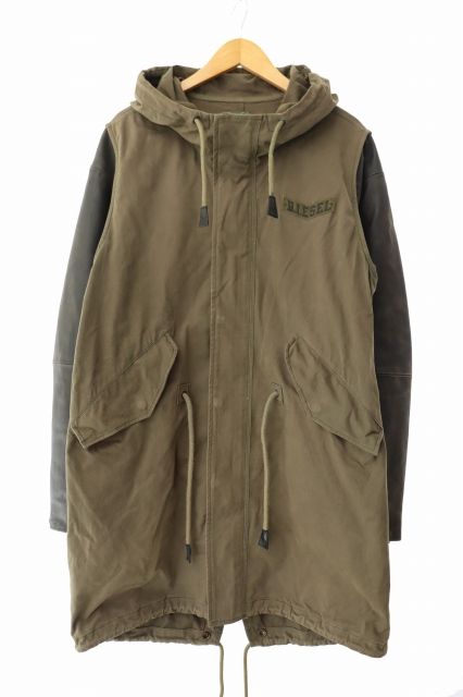 ディーゼル DIESEL M-51型 USED加工 袖レザー モッズコート M カーキ